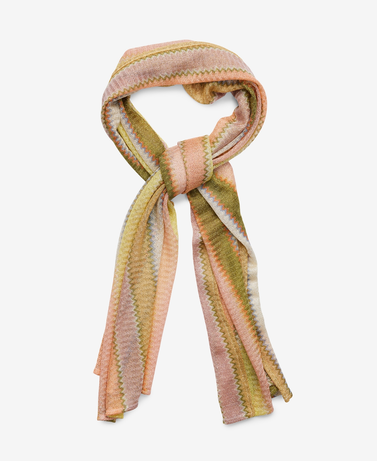 Chevron Shimmer Pattern Oblong Scarf - Ivory Multi