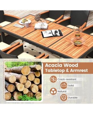 9 PCS Patio Dining Set for 8 Large Conversation Set w/ Umbrella Hole Seat Cushion