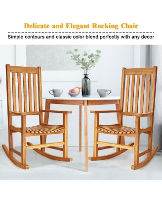 Wooden Rocking Chair Porch Rocker High Back Garden Seat