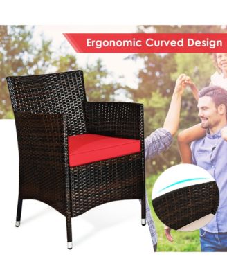 8PCS Patio Rattan Conversation Furniture Set Outdoor w/ Cushion