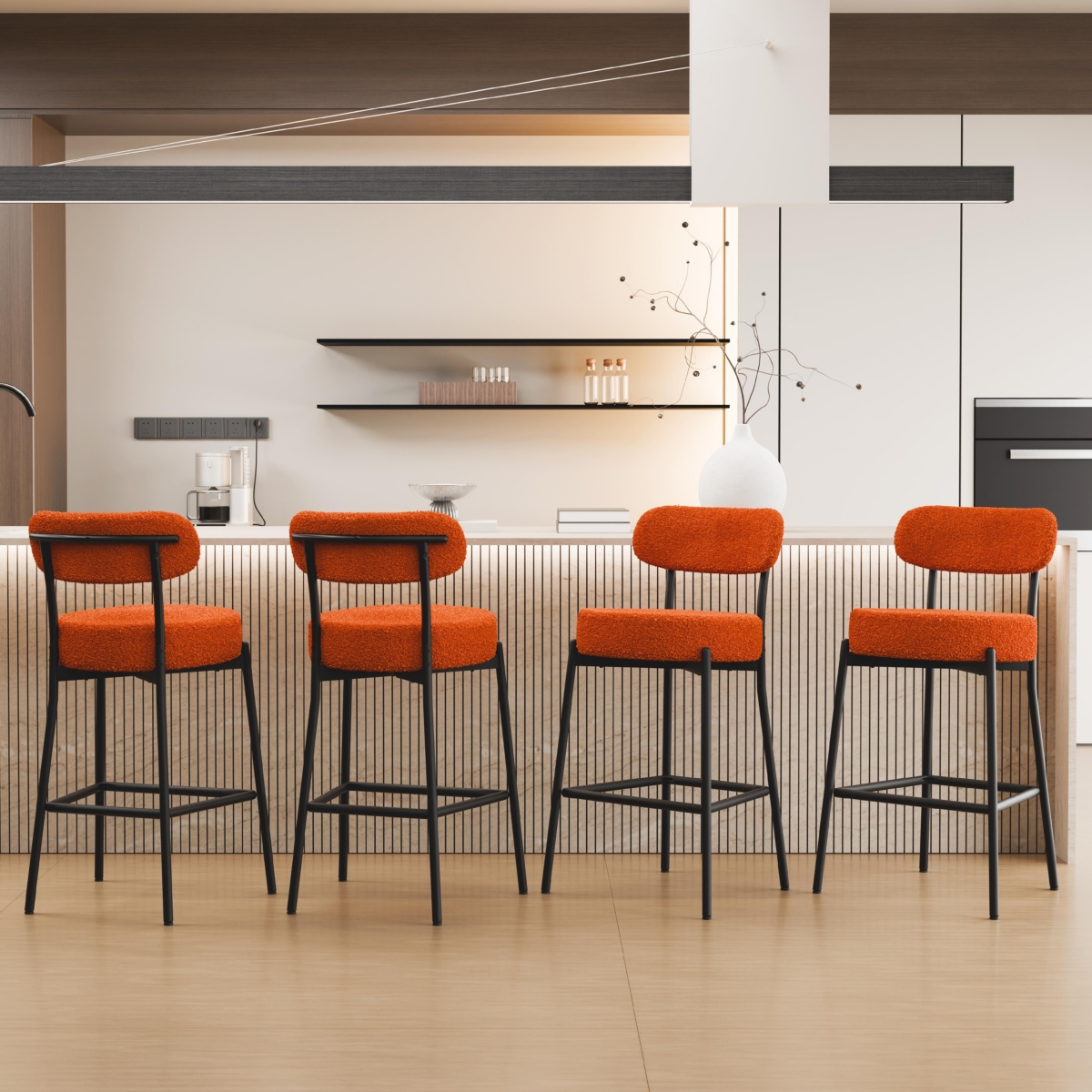 Dyhome Bar Stools Set of 4, Inches Counter Height Kitchen Bar Stools with Back, Modern Metal Tall Bar Stools for Kitchen Island