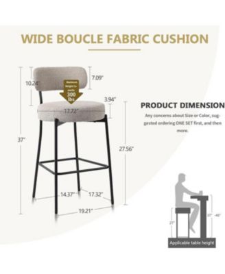 Bar Stools Set of 3, 27 Inches Counter Height Kitchen Bar Stools with Back, Modern Metal Tall Bar Stools for Kitchen Island