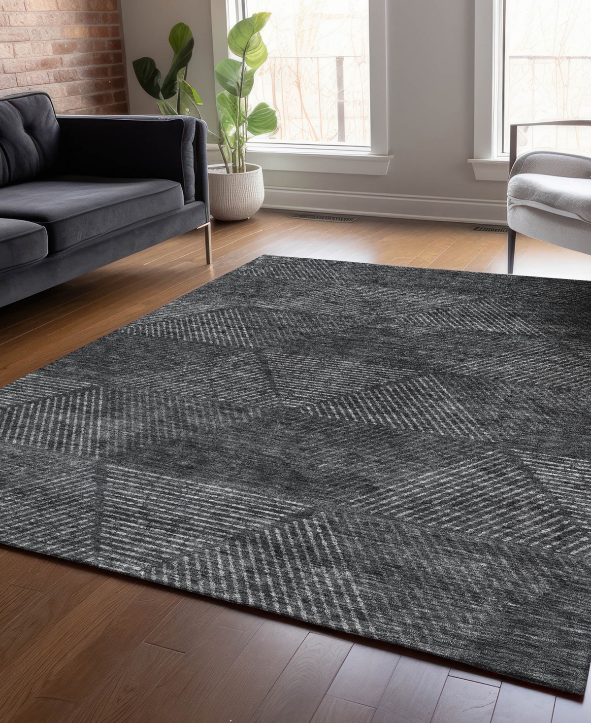 Addison Chantille Acn777 8'x10' Area Rug In Charcoal