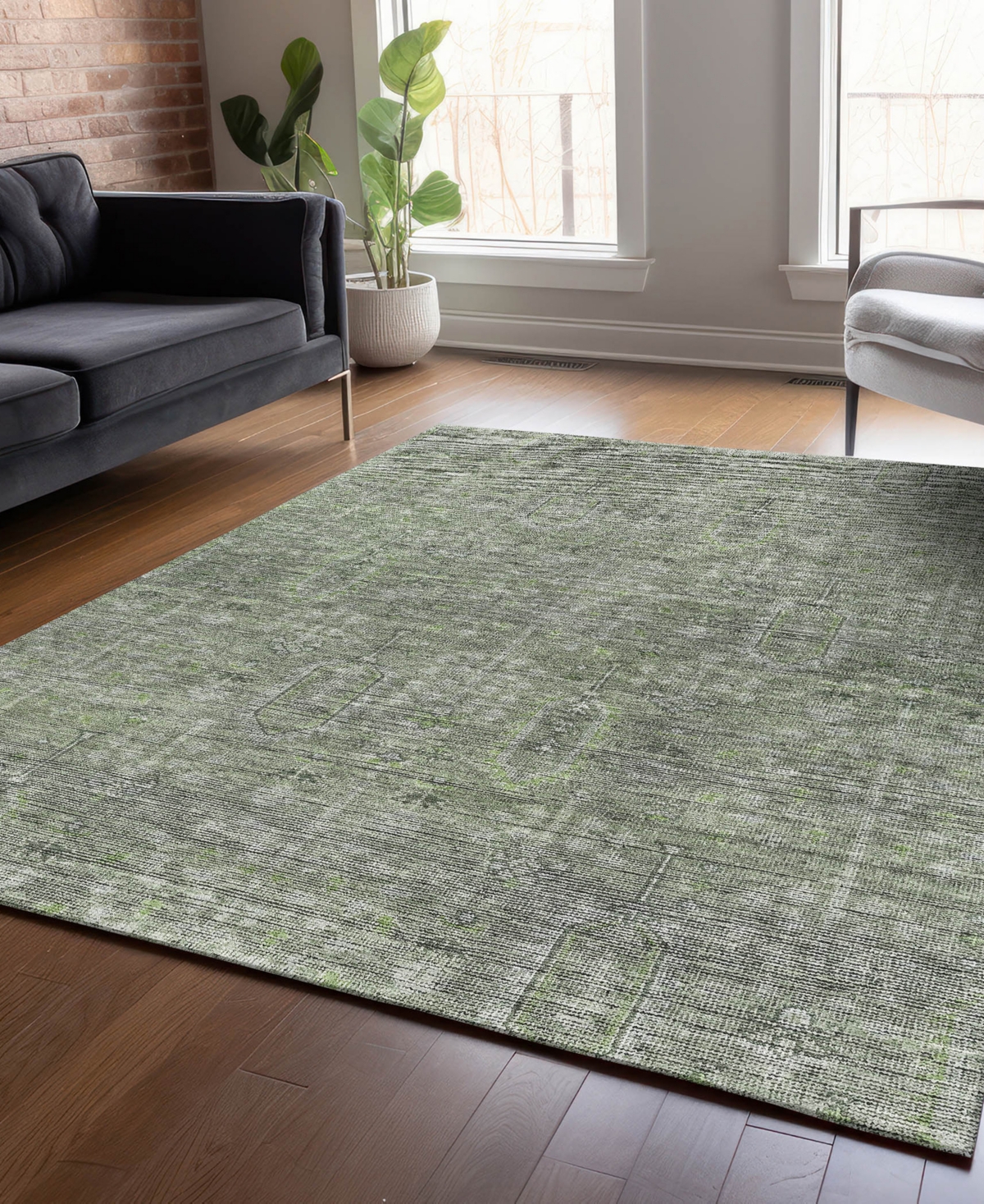 Addison Chantille Machine Washable Acn790 8'x10' Area Rug In Green