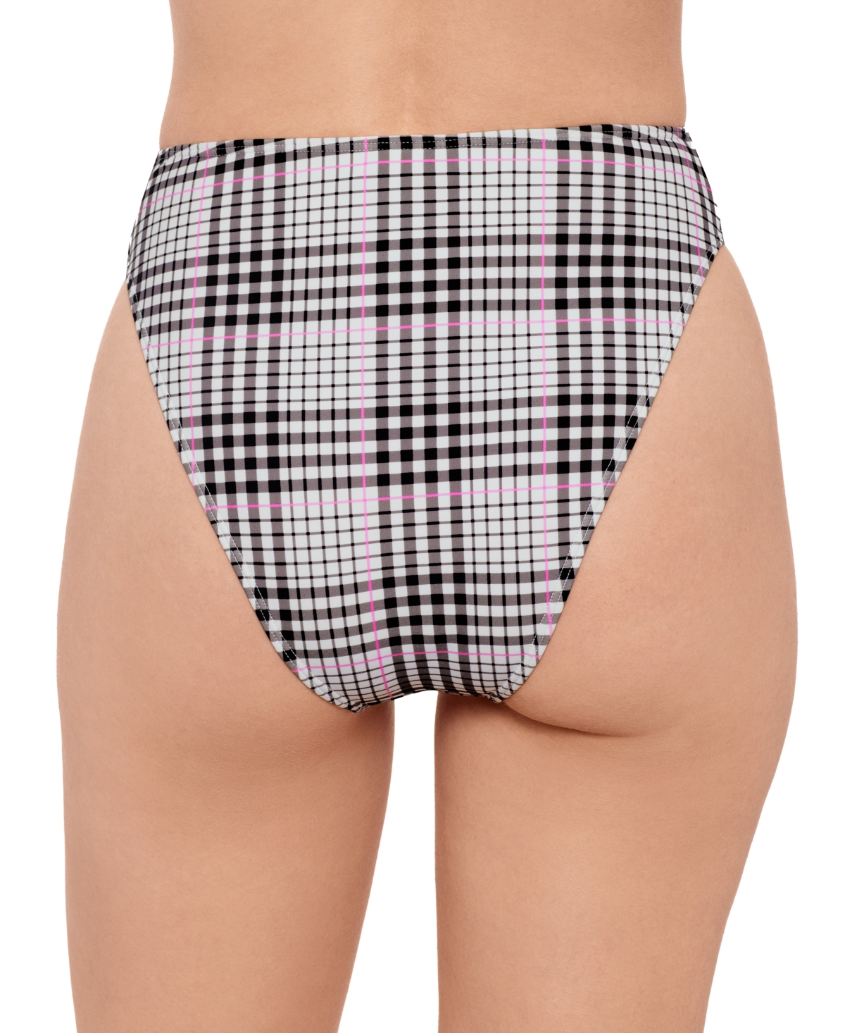 Salt + Cove Juniors' Plaid High-waist Bikini Bottoms, Exclusively At Macy's In Black,white