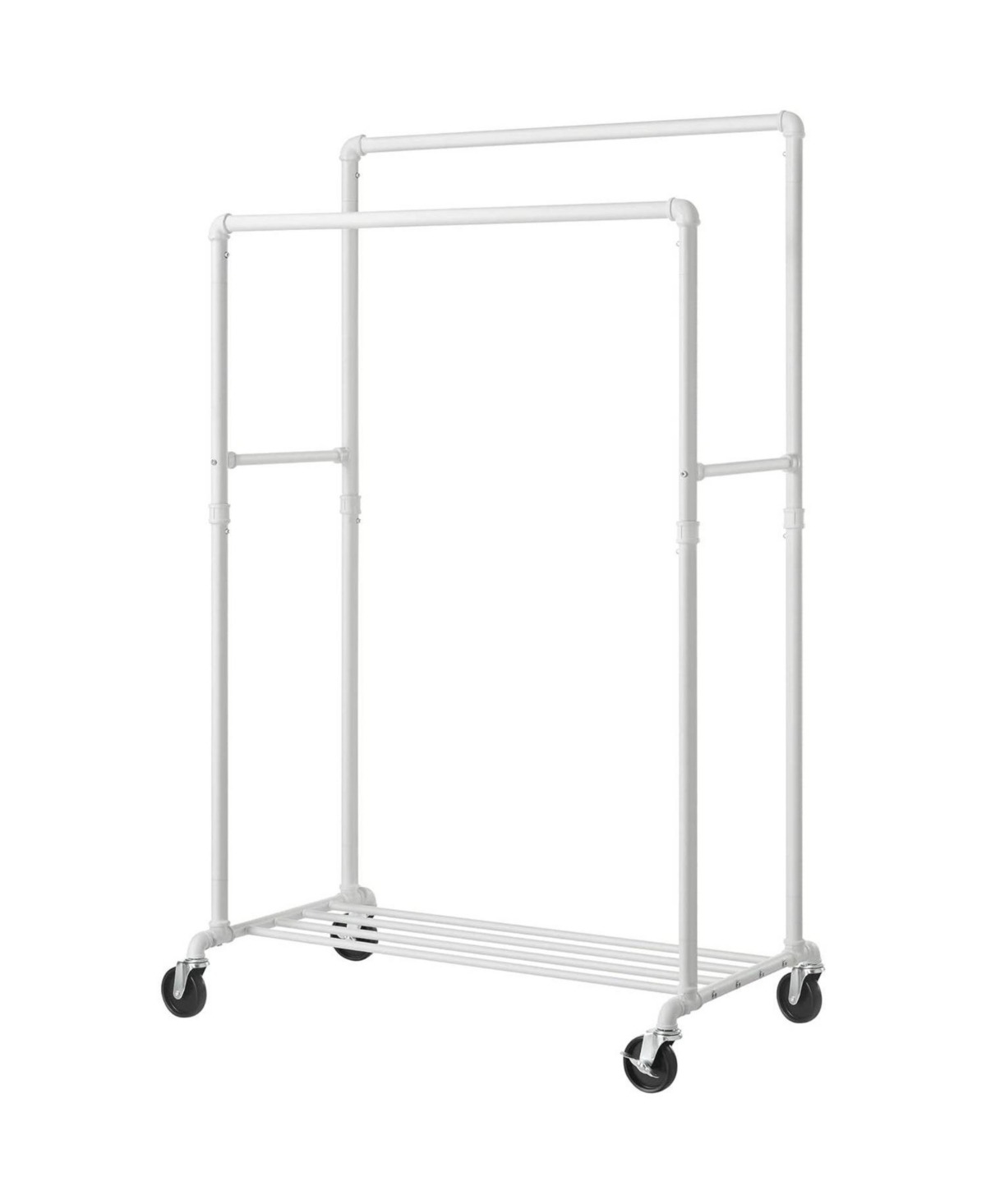 Slickblue Heavy Duty White Pipe Double-Rod Garment Clothes Rack with ...