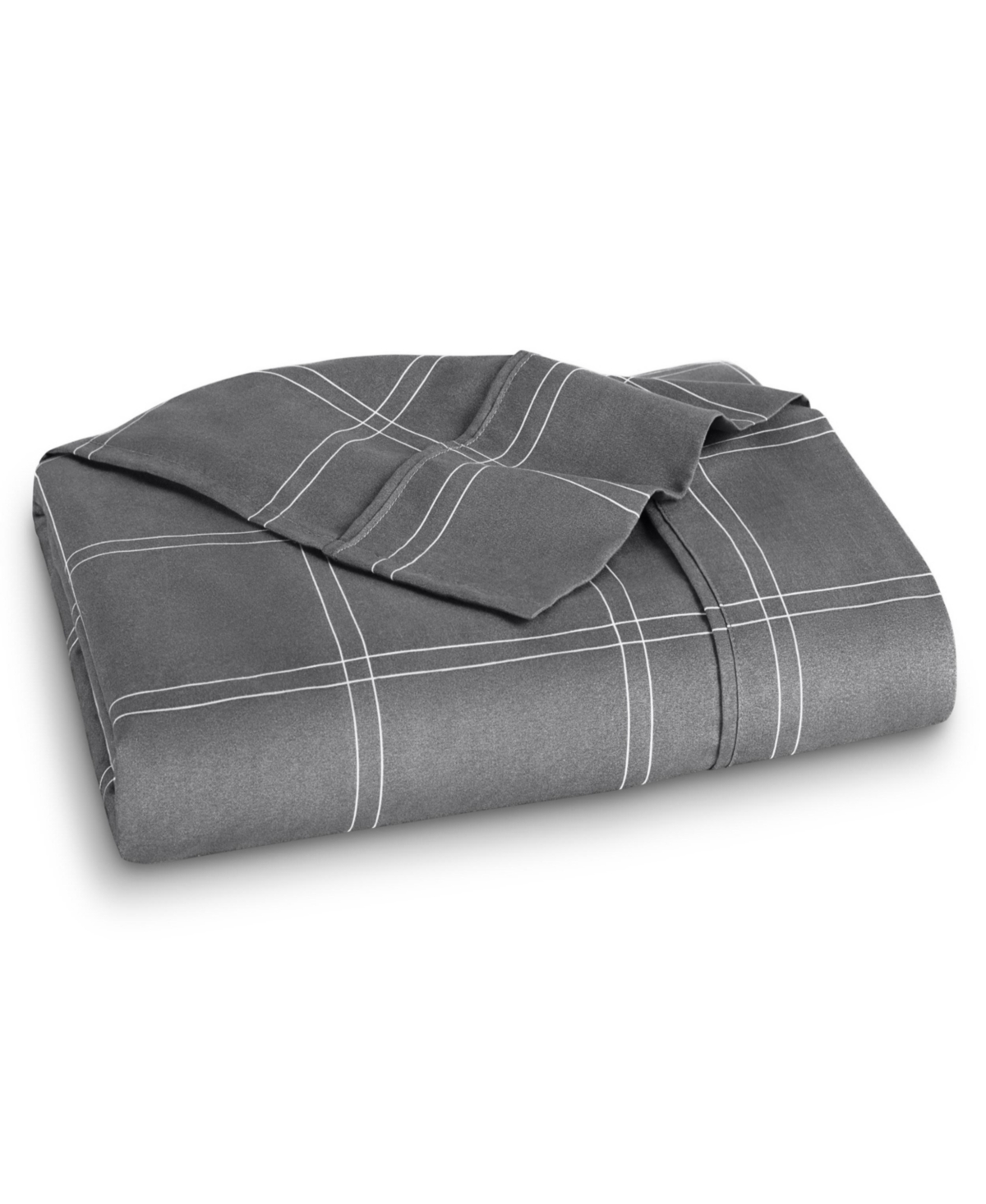 Bare Home Ultra-Soft Double Brushed Flat Top Sheet - Modern plaid - grey/white