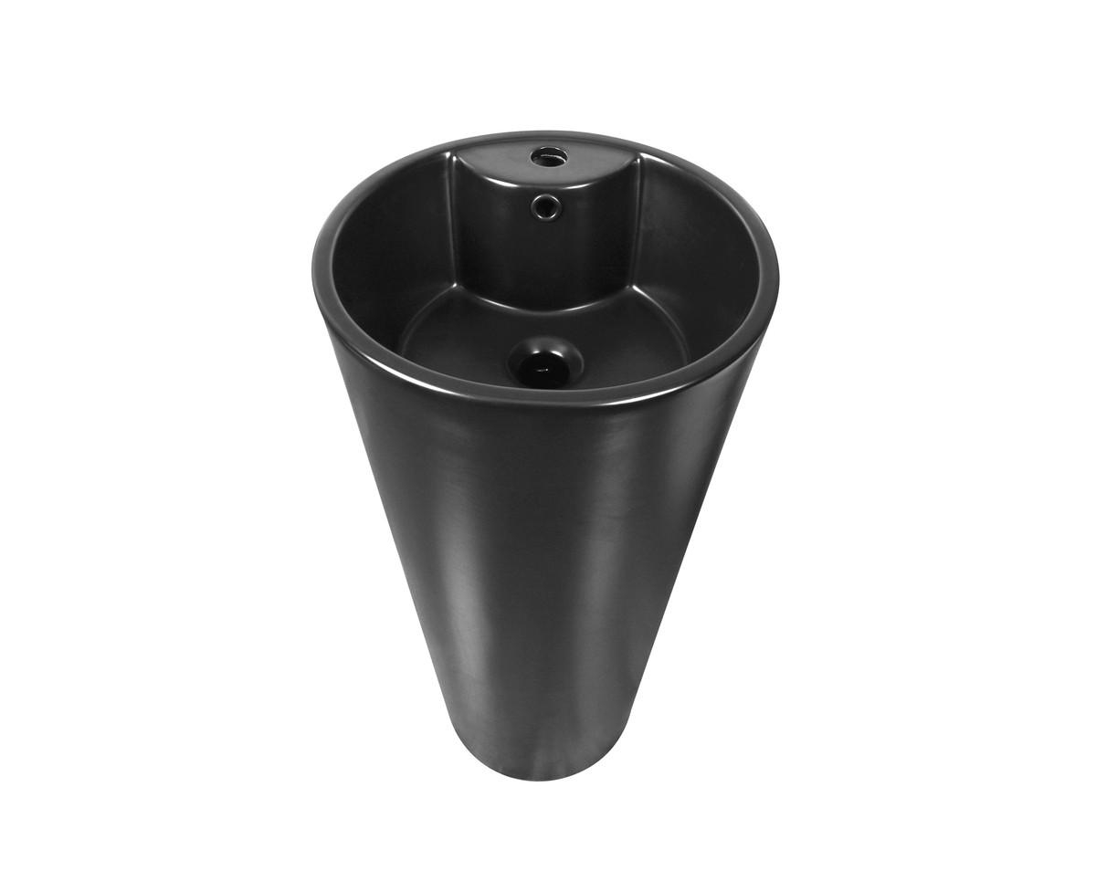 DeerValley Tall Round Vitreous China Pedestal Bathroom Sink With Overflow and Pre-Drilled Hole