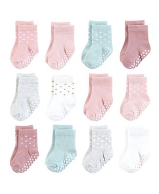 Hudson Baby Baby Girls Hudson Cotton Rich Newborn and Terry Crew Socks - Soft dots 26$