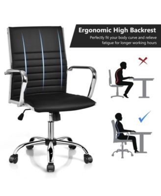High Back Ribbed Office Chair with Armrests