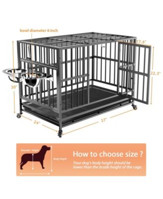 Heavy Duty Dog Crate with Stainless Steel Bowls