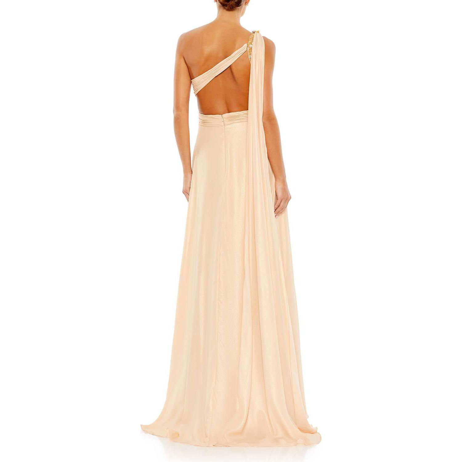 Women's Float One Shoulder Open Back Flowy Gown