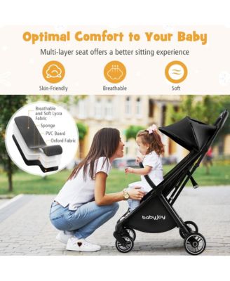 Portable Baby Stroller One-Hand Fold Pushchair W/ Aluminum Frame