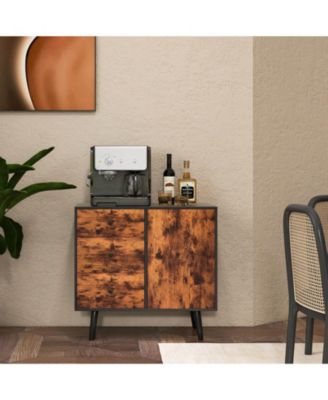 Mid-Century Wood Storage Cabinet with Door and 3 Drawers