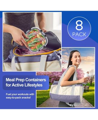 16 Piece Square (1100ml/ 37oz/ 4.6cups) Glass Meal Prep Containers with Airtight Lids - Preserves Freshness, Oven Safe, durable, BPA-free