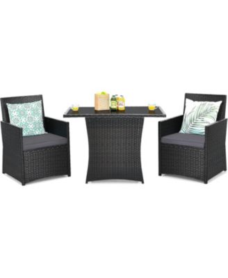 3-Piece Outdoor Patio Furniture Bistro Dining Set in PE Rattan