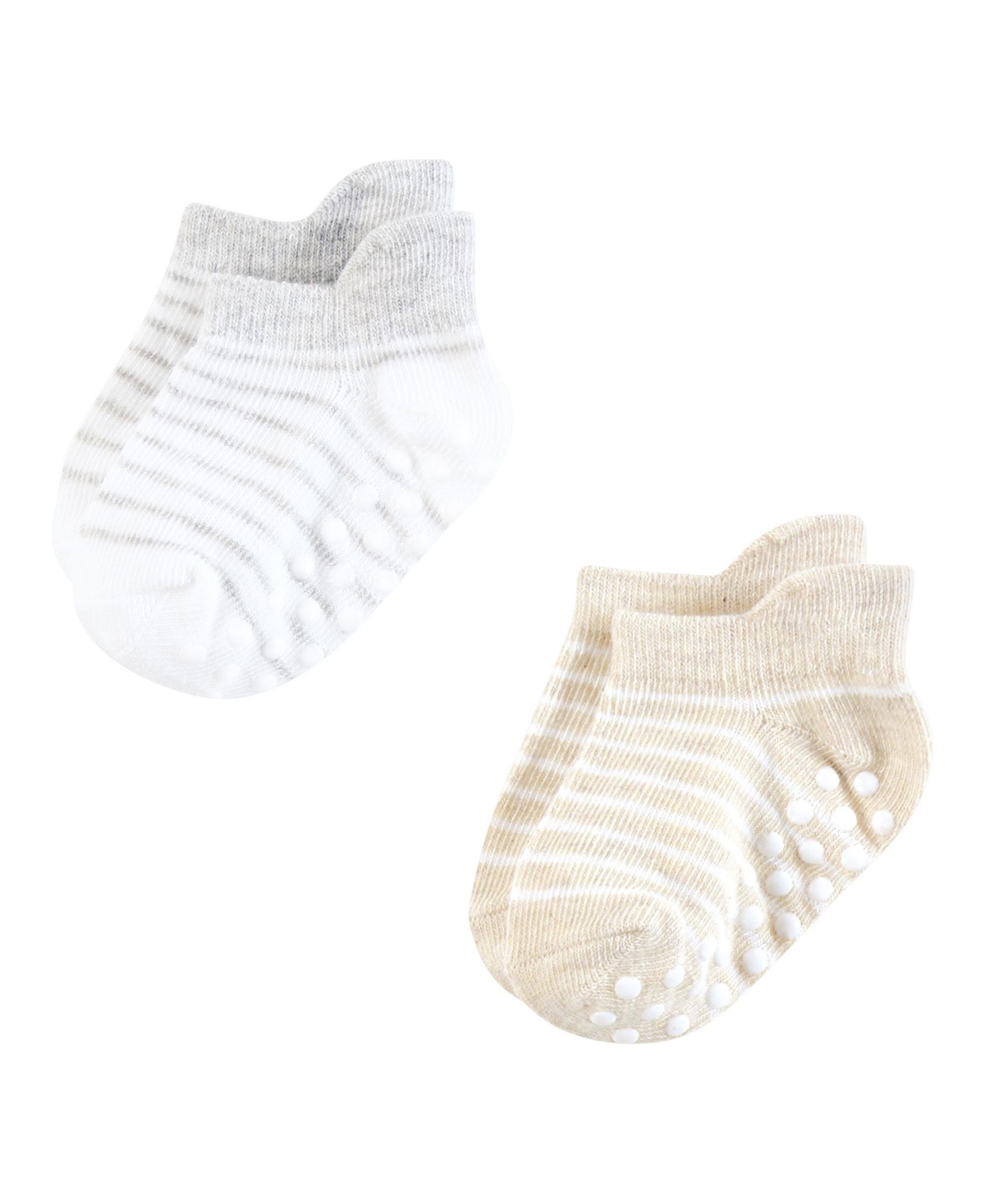 Hudson Baby Baby Girls Hudson Non-Skid No-Show Socks, 12-24 Months - Soft pink dot stripe