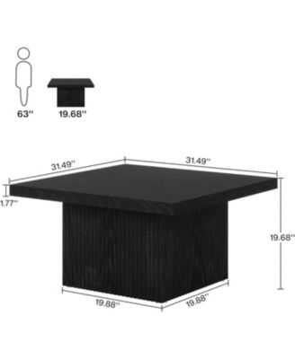 Square Coffee Table, 31.5-Inch Engineered Wood Coffee Table, Vintage Brown Center Table, Large Mid-Century Modern Cocktail Table
