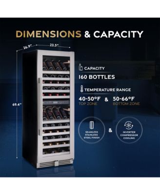 ESTATE 24 inch 160 Bottle Wine Fridge Dual Zone in Stainless Steel