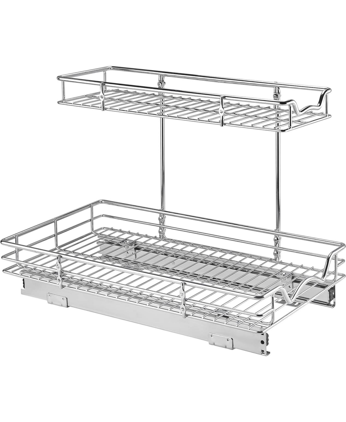 2 Tiers Under the Sink Organizer and Storage Pull Out 11 x 21 In - Chrome