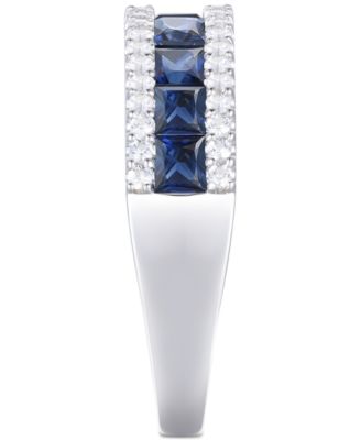 Emerald (1 ct. t.w.) & Diamond (1/3 ct. t.w.) Channel Set Band in 14k Gold (Also available in Ruby & Sapphire)