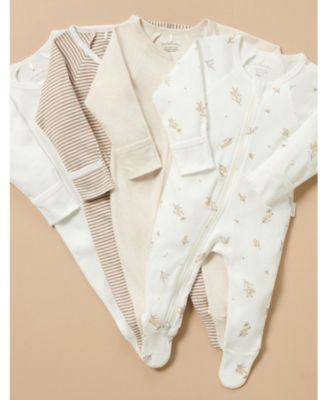 Baby Girl and Baby Boy Zip Coverall 4 Pack