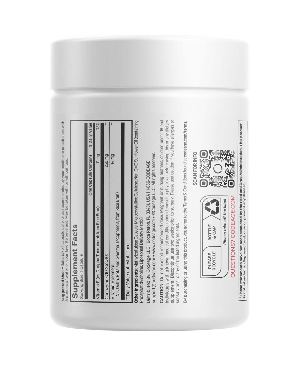Codeage Liposomal CoQ10 Max Supplement - 250 mg Coenzyme Q10 with Vitamin E Isomers Tocopherols - 2-Month Supply - 1 Capsule Per Serving - Liposomal D