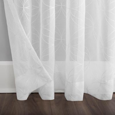No. 918 Tamaryn Embroidered Trellis Sheer Rod Pocket Curtain Panel