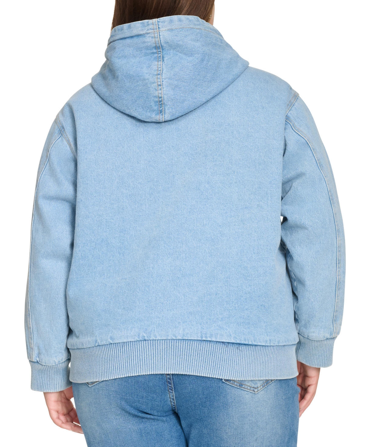 Levi's Plus Size Relaxed-fit Zip-front Hooded Bomber Jacket In Light Wash Denim