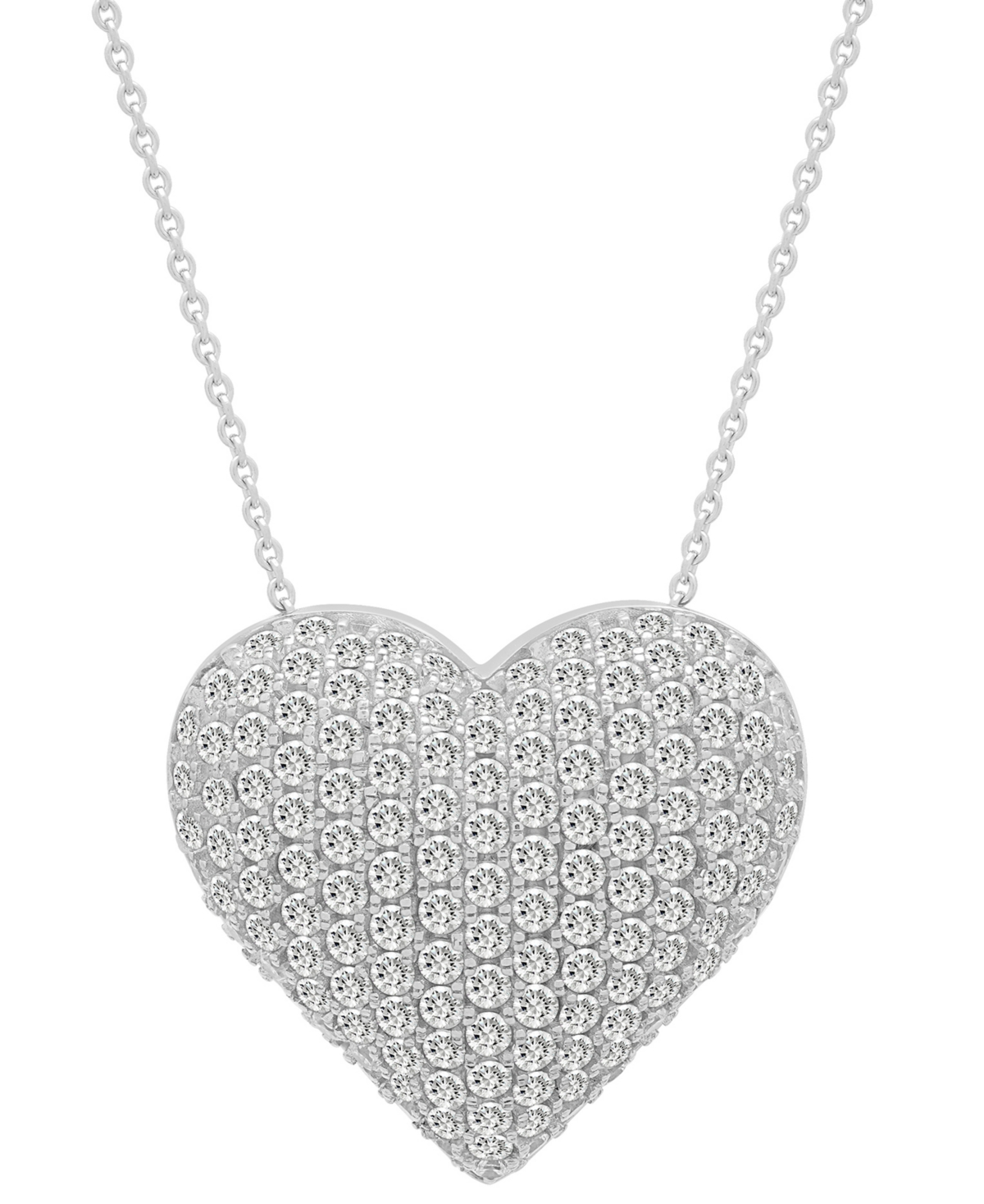 MACY'S DIAMOND HEART PENDANT NECKLACE (2 CT. T.W.) IN 10K WHITE GOLD, 18" + 2" EXTENDER, EXCLUSIVELY AT MAC 