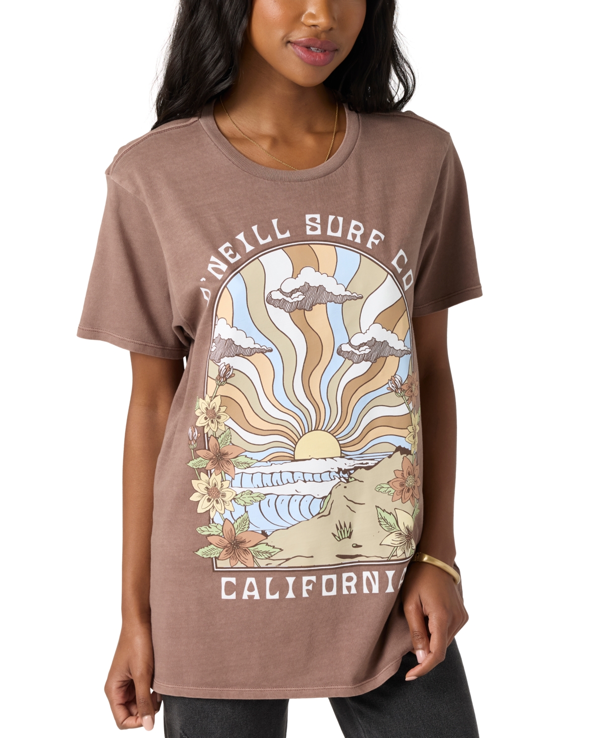Juniors' Vacay Dreams California Cotton Graphic T-Shirt - Peppercorn