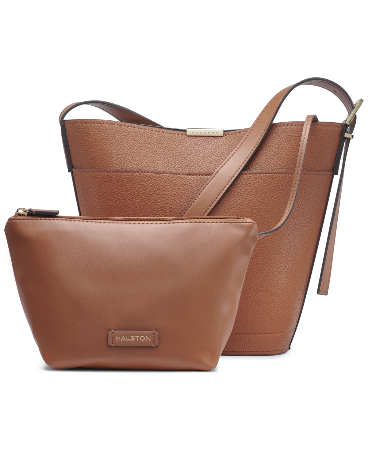 Shop Halston Jagger Large Bucket Bag In Oak