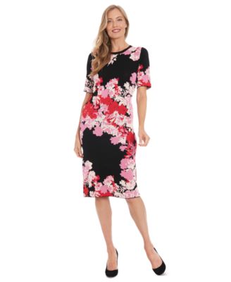 London Times - Women's Floral Short-Sleeve Midi Dress