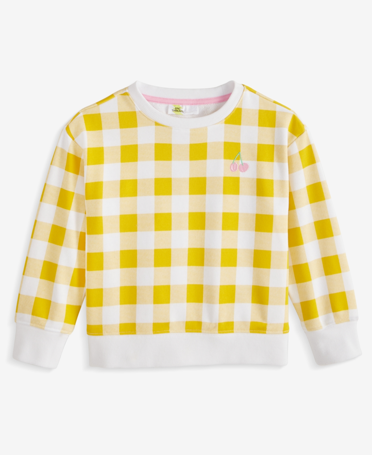 Epic Threads Toddler Girls Gingham Sweatshirt, Exclusively At Macy's In Maize Yell