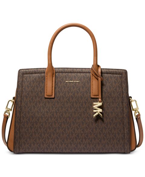 Женская сумка Michael Kors Laila Medium Signature Logo Satchel, цвет: Коричневый
