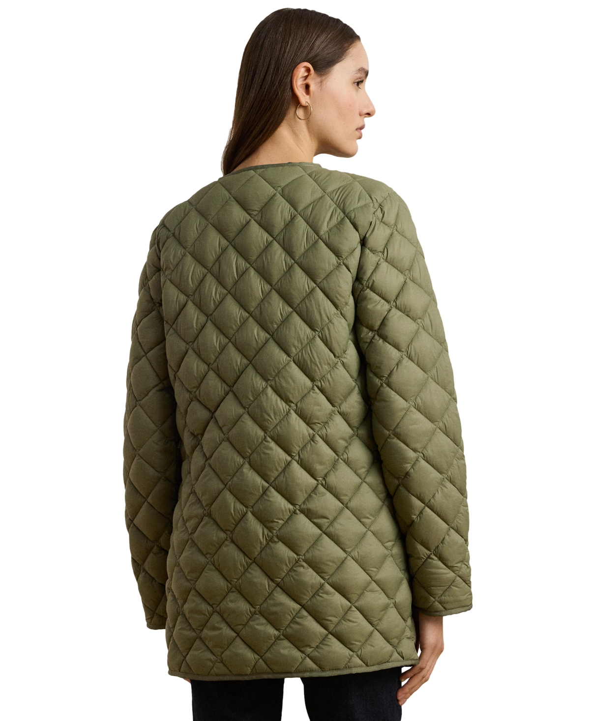 RALPH LAUREN WOMEN'S BUTTON-FRONT COLLARLESS COAT 