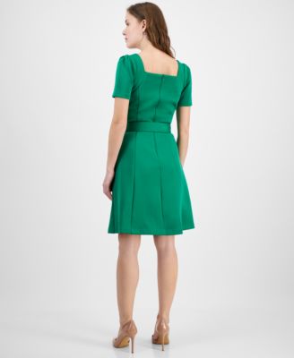 Donna Rico Women's Square-Neck Belted Short-Sleeve Dress