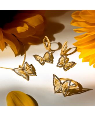 Chocolate Diamond & Nude Diamond Butterfly Drop Earrings (1/2 ct. t.w.) in 14k Gold