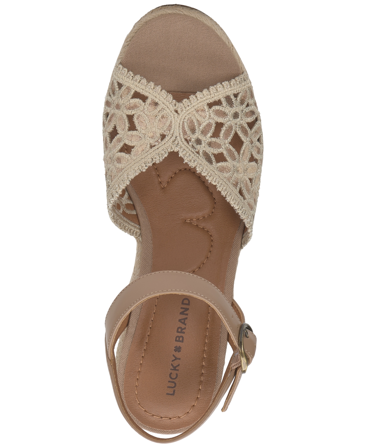 Shop Lucky Brand Women's Coyna Floral Lace Platform Espadrille Wedge Sandals In Rhodonite Boho Floral