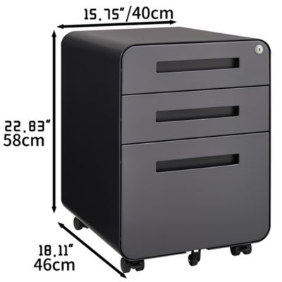 3 Drawer Mobile File Cabinet Under Desk Office Versatile Storage Cabinet for Legal/Letter/A4 Files, 5 Wheel Design Anti-Tilting
