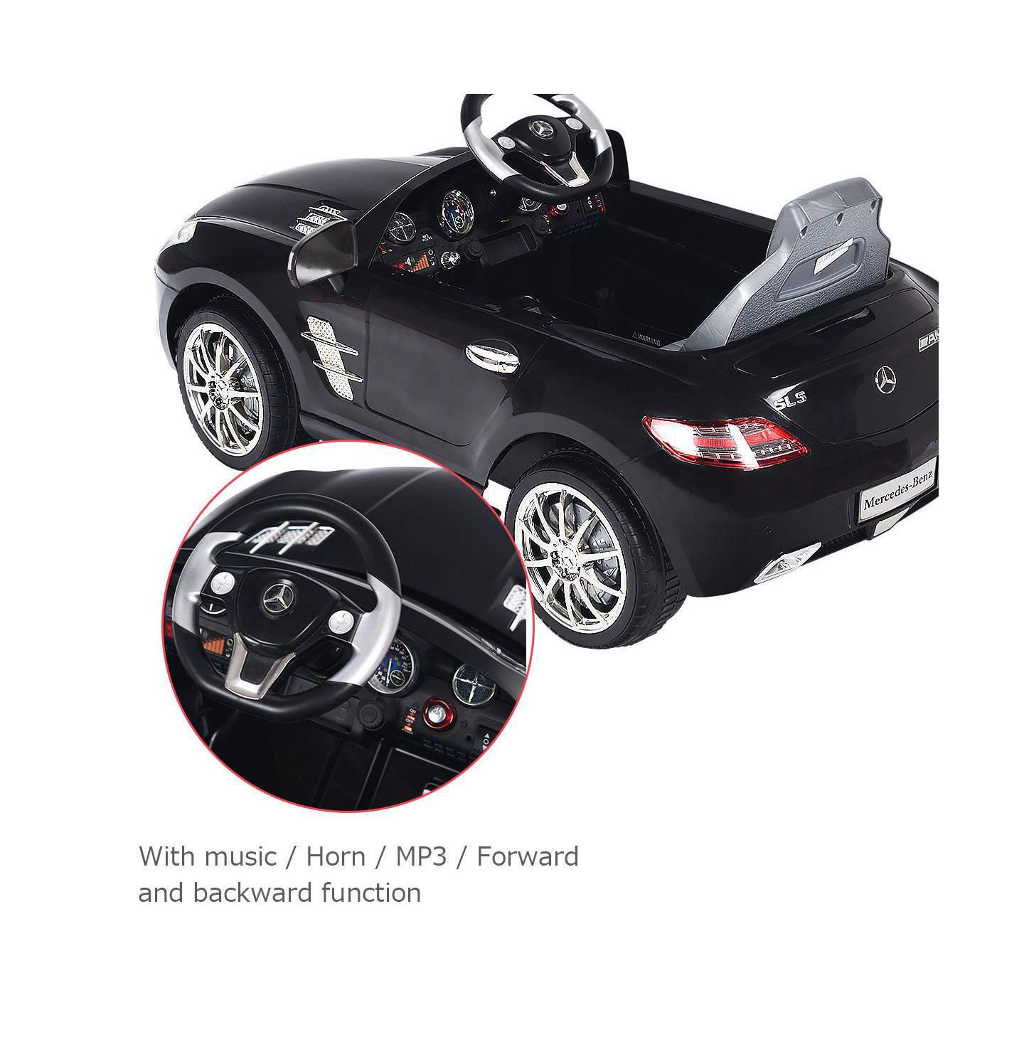 Детская игрушка Costway Mercedes Benz SLS R/C MP3 kids Ride On Car Electric Battery Toy, цвет: Чёрный — фото 6