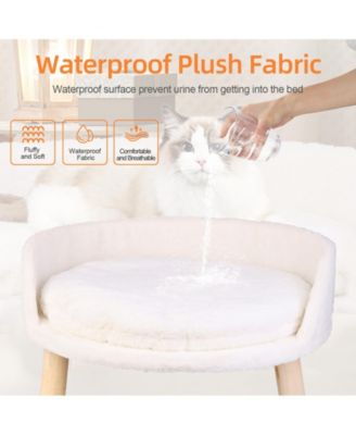 Pet Cat Dog Bed Soft Warm Plush Chair Bed Wood Legs Cushion Pad Washable