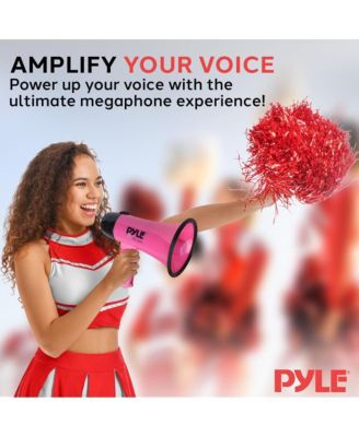 20-Watt Mini Megaphone Speaker with Siren, Adjustable Volume, Portable, Lightweight, Battery Operated Pink Bullhorn