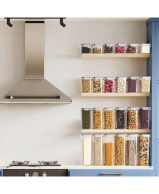 24 Pack Airtight Food Storage Containers, Labels, Marker & Measuring Spoons - Functional Dry Food Organizers for Kitchen, Pantry, and more
