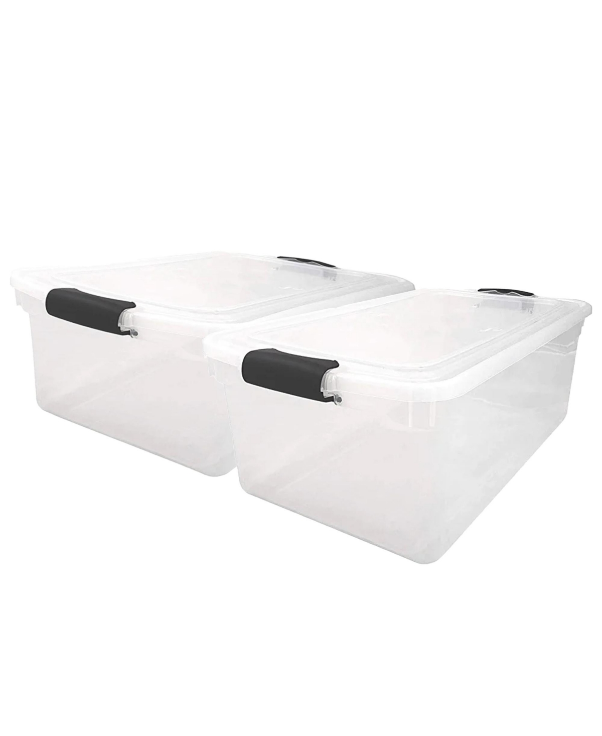 64Qt Stackable Plastic Storage Bin Container Box w/Latch Lid, Clear(2 Pack) - Clear