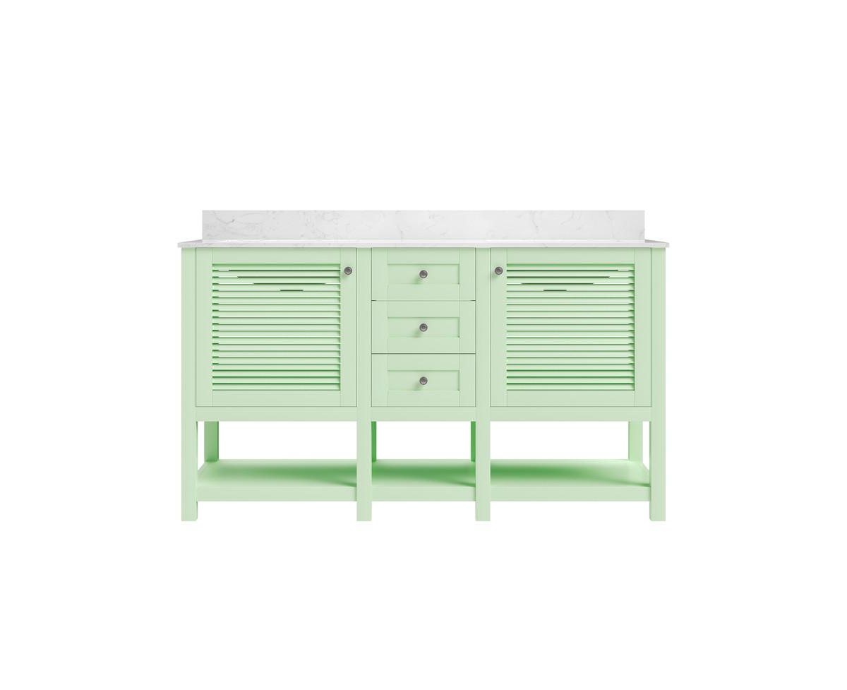 DeerValley Bathroom Vanity Double Sink Top with Backsplash, Pre-assembled Bathroom Cabinet White