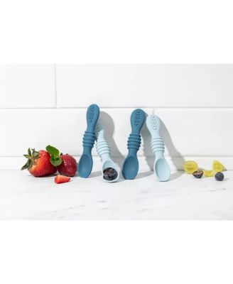 Toddler Silicone Spoons Led Weaning 4-Pack, First Stage Feeding Spoon Set Gum Friendly BPA Lead Phthalate and Plastic Free