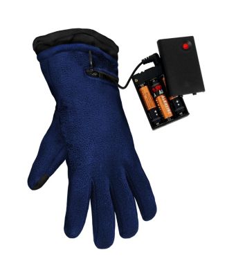 Men's AA Battery Heated Fleece Gloves - Unisex - Navy - One Size