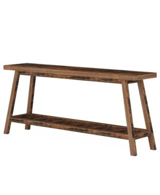 Tribsigns 63" Console Table with 2 Drawers, Farmhouse Wood Entryway Table with H-Shaped Sturdy Legs for Hallway, Living Room, Bedroom, Rustic Brown