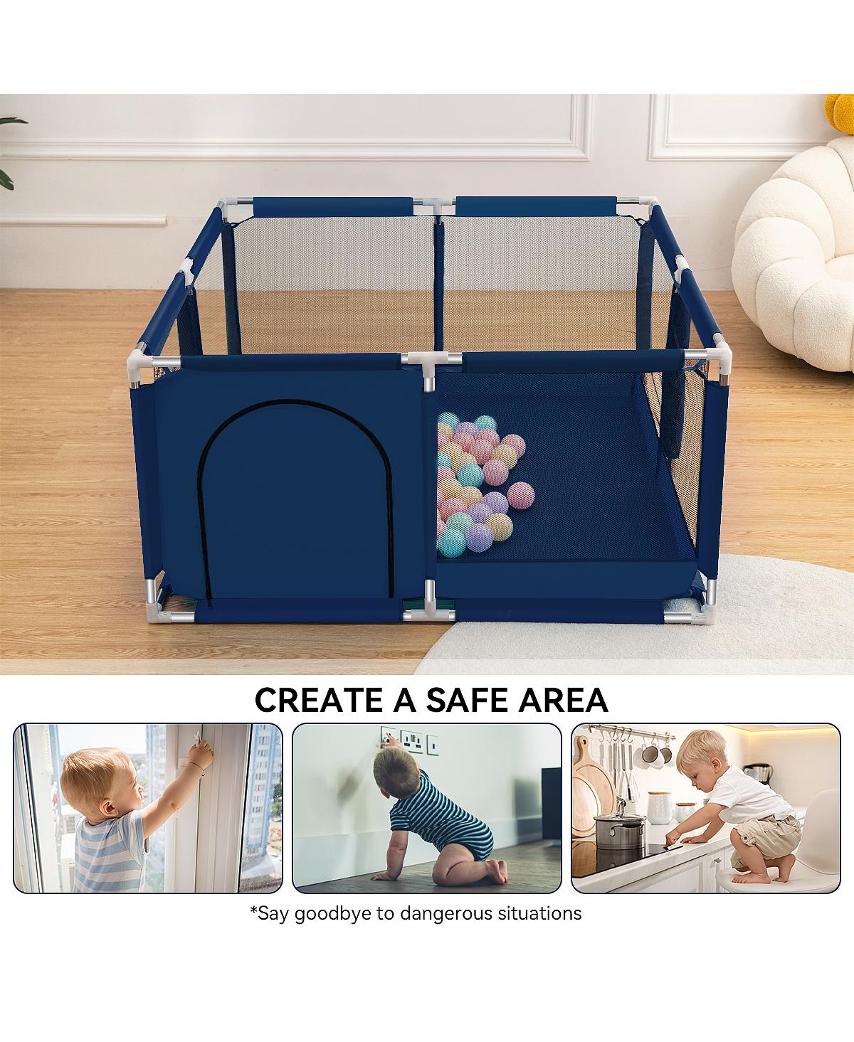 Comomy Baby Playpen Play Yard Portable 4 Panel Baby Safety Playpen for Infant Toddler